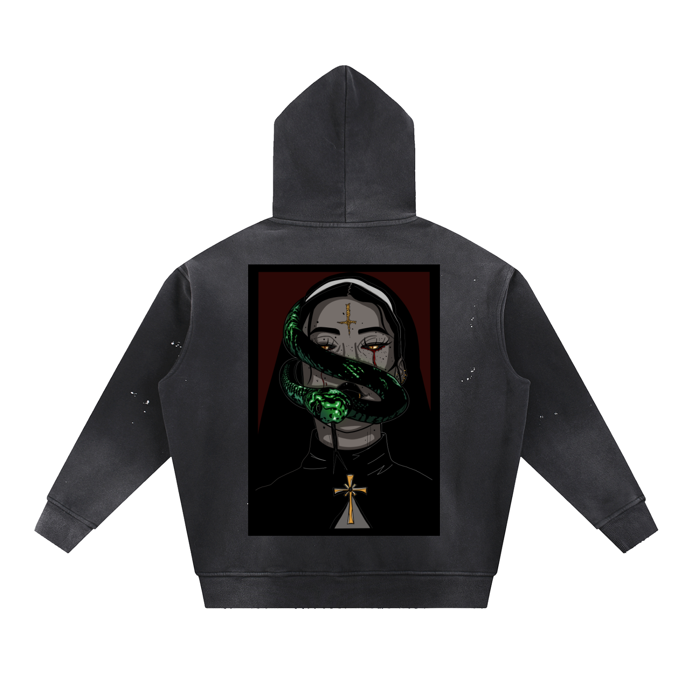 Vintage Washed Frayed Fleece Hoodie