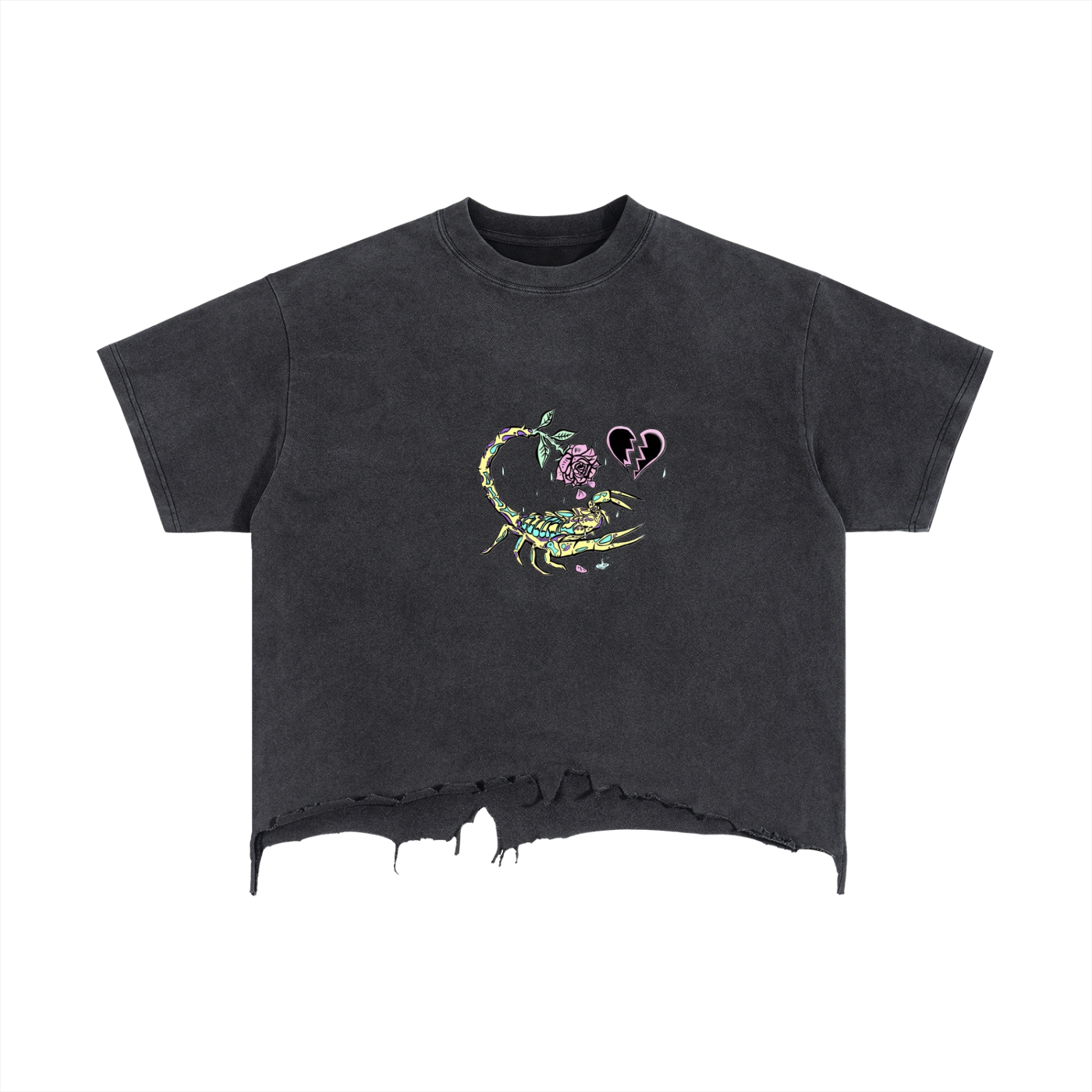 Vintage Wash Boxy Distressed Hem T-Shirt